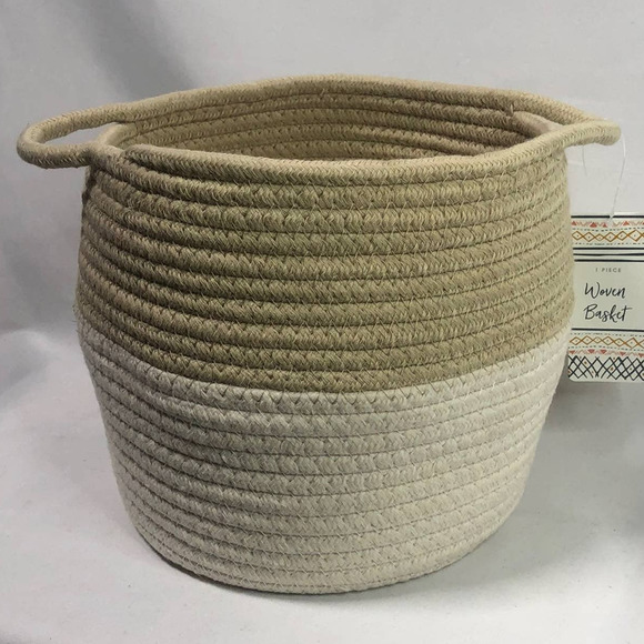 Target Other - New Target Bullseye Retired Tan & Cream Round Woven Rope Basket With Handles